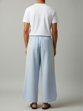 Tipa - Baby Blue Flowy Pants with Side Panel