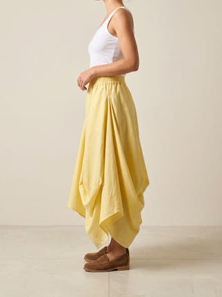 Hary- Butter Yellow Draped Harem Skirt