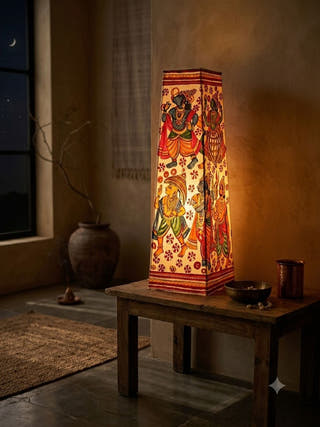 Vishwaroopa Dashavatara Lamp Conical Leather Lamp