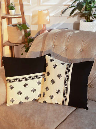 Toda Cushion Cover Black Striped
