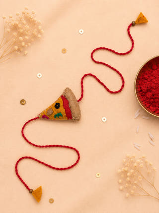 Hand Embroidered Pizza Rakhi