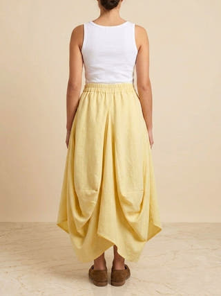 Hary- Butter Yellow Draped Harem Skirt