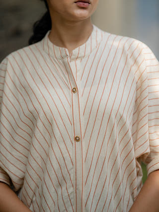 Striped Handloom shirt with Kimono Sleeeves Krushnachuda