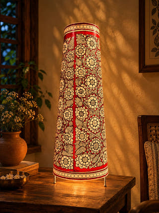 Nimmalakunta Tholu Bommalata Pushpavalli Heritage Leather Lamp - Red