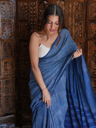 Nupur Indigo Natural Dye Cotton Saree