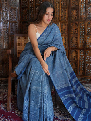 Nupur Indigo Natural Dye Cotton Saree