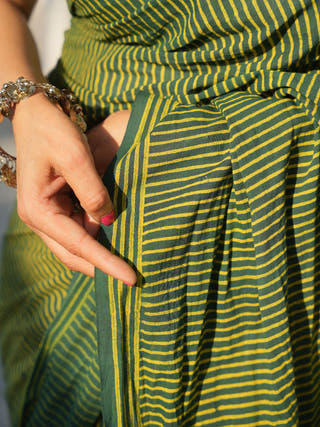 Garishma Dhara Earthy Dabu Green Cotton Saree