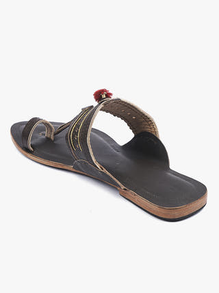 Red Gonda Kolhapuri Chappal for Women