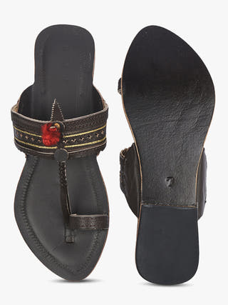 Red Gonda Kolhapuri Chappal for Women