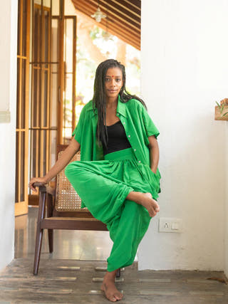 Aastey Green Mul Dhoti