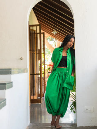 Aastey Green Mul Dhoti