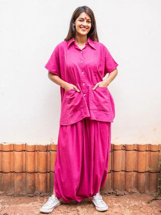 Aastey Pink Mul Dhoti