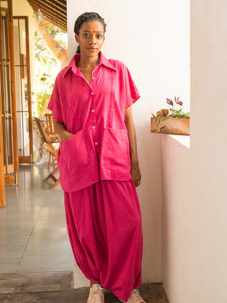 Aastey Pink Mul Dhoti