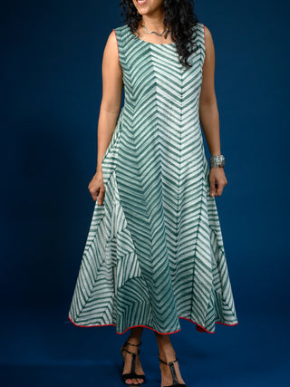 Shibori Maxi Dress Green AMAR KOSA