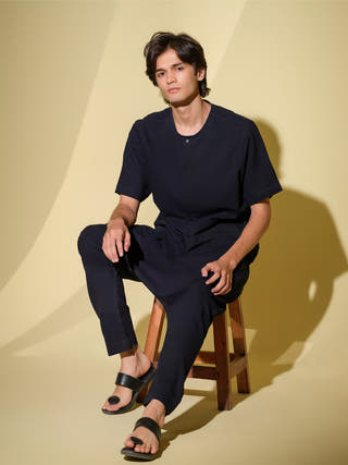 Tandav Men's Organic Dyed Linen and Bamboo Co-ord Set