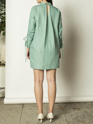 Ruched Sleeves Shirt Dress Green Anushé Pirani