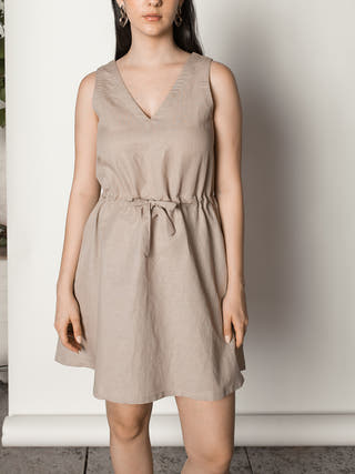 Drawstring Waist Sundress Beige Anushé Pirani