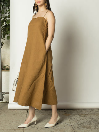 A Line Slip Dress Tan Anushé Pirani