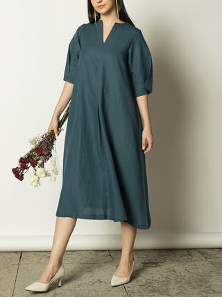 Pleated A Line Maxi Teal Anushé Pirani
