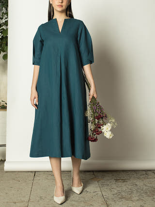Pleated A Line Maxi Teal Anushé Pirani
