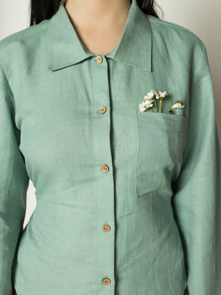 The Back Tie Shirt Green Anushé Pirani