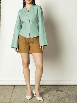 The Back Tie Shirt Green Anushé Pirani