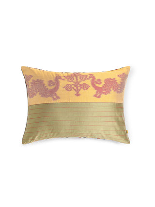 Pochampally Amartya Weft Ikat Cushion Cover Yellow Aadyam Handwoven