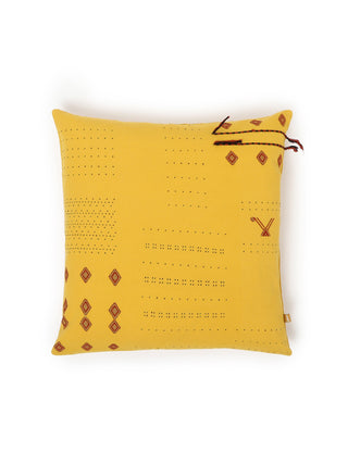 Bhuj Divya Tangalia Cushion Cover 20" x 20" Yellow Aadyam Handwoven