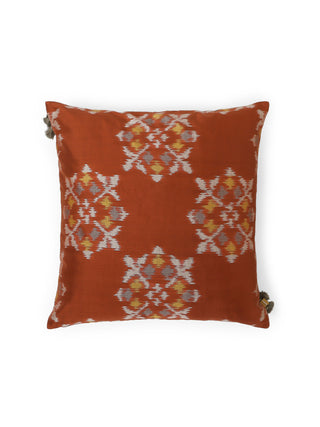 Pochampally Sagara Weft Ikat Cushion Cover Red Aadyam Handwoven