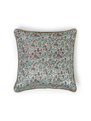 Varanasi Garden Tanchoi Cushion Cover Grey Aadyam Handwoven