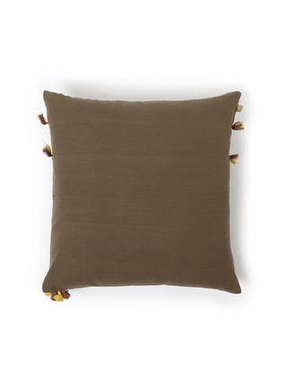 Bhuj Navya Extra Weft Cushion Cover Brown Aadyam Handwoven