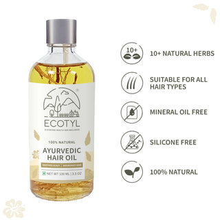 Ayurvedic Hair Oil Infused with 10+ Herbs Ecotyl