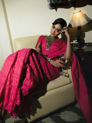 Twin Realm Pink Handloom Cotton Saree