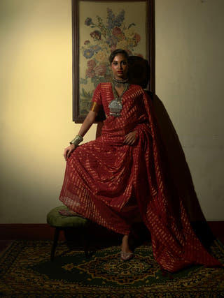 Femme Fatale Maroon Handloom Cotton Saree