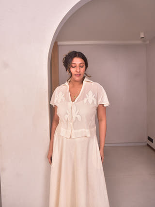 Amara Applique Cotton Net Shirt