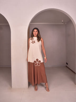 Amara & Tan Applique Dress