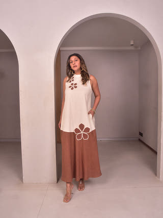Amara & Tan Applique Dress