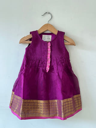 Anagha Purple Infant Pleated Festive Dress