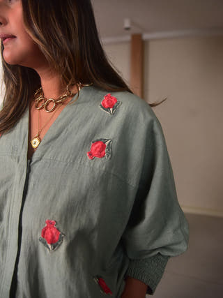 Isla Shirt - Rose Applique