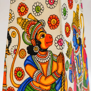 Ramayana Hand Painted Tholu Bommalata Trapezium Lamp