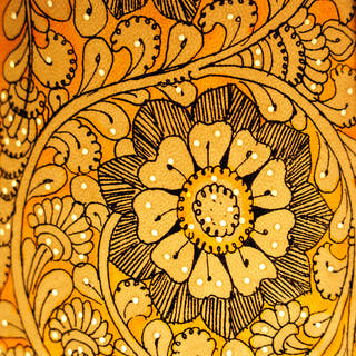 Hand Painted Floral Parchment Leather Floor Lamp