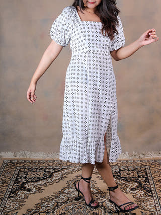 Polka Patakha Pure Cotton Block Printed Midi Dress