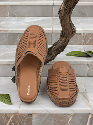 Deep Copper Slip On Kolhapuri Shoes