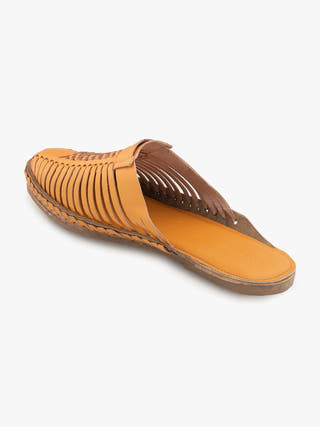CSK Yellow Slip On Kolhapuri Shoes