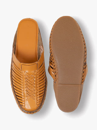 CSK Yellow Slip On Kolhapuri Shoes