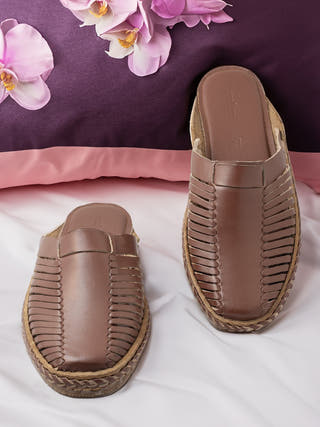 Brown Sherry Slip On Kolhapuri Shoes
