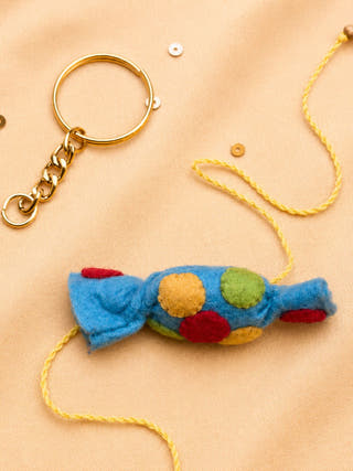 Hand Embroidered Toffee Rakhi | Blue