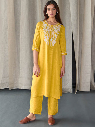 Mustard Jacquard Kurta Bombay Bloom