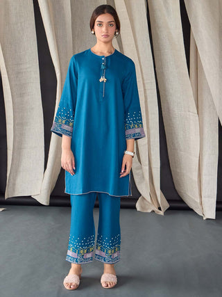 Star Blue Medley Linen Co-ord Set Bombay Bloom