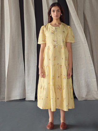 Butter Pure Linen Dress Bombay Bloom